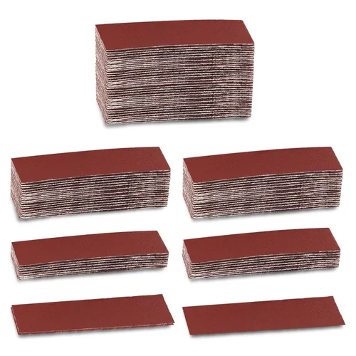 Vista 8 de Kit de 100 piezas de papel de lija de microdetalles de 3.5 x 1.2 pulgadas, tiras de papel de lija de gancho y bucle, grano 80, micro acabado