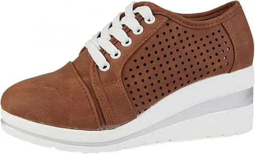 Vista 4 de Tenis de moda de plataforma para mujer, estilo casual, con parte inferior gruesa, tacones altos, caña baja, zapatos de lona para patineta, punta