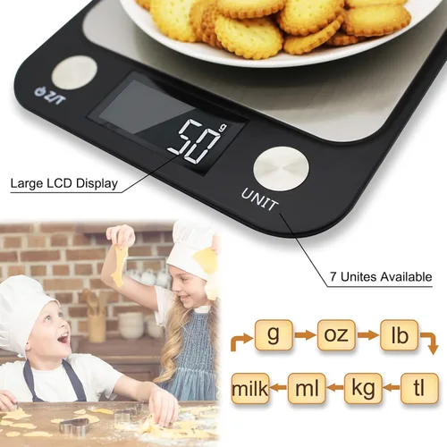 Vista 2 de Báscula de cocina de alimentos, báscula digital de 22.0 lbs y 22 libras, impermeable, gramos y onzas para pérdida de peso, hornear, cocinar