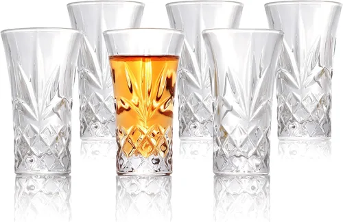 Vista 14 de QUAFFER Vasos de tequila con base pesada, vasos cordiales de 2 onzas (juego de 4) – Forma clásica de vidrio elegante – Auténtico juego de vasos