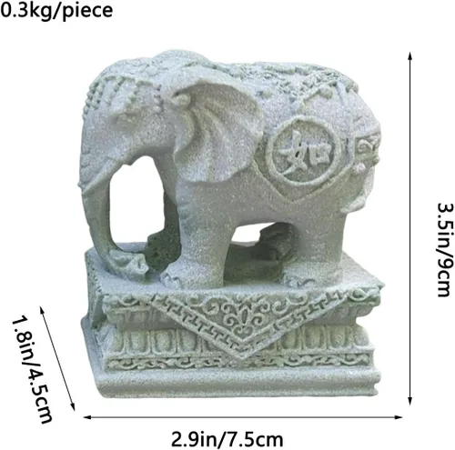 Vista 6 de livelyfish A Pair Elephant Statues Aquarium Decor Elephant Figurines, L1 Home Statues Decor, Fish Tank FengShui Decor, A quarium Decor