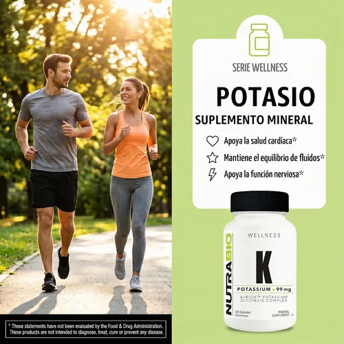 Vista 2 de NutraBio Complejo de potasio, suplemento de potasio para un corazón, huesos, músculos y digestión saludables, 99 mg - 120 cápsulas vegetales