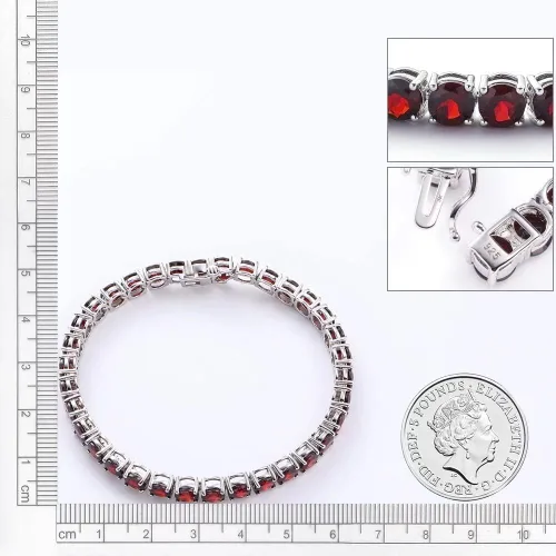Vista 4 de Supermodel Pulsera de tenis clásica de plata de ley 925 de 0.197in con citrino natural Siwss azul topacio peridoto bhodolita amatista para mujer