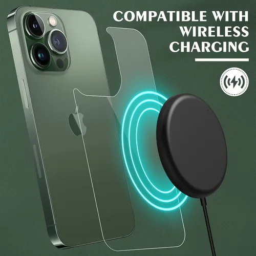 Vista 6 de Paquete de 2 protectores de pantalla trasera para iPhone 13 Pro Max, protector de vidrio trasero 13 Pro Max, protector de pantalla trasera