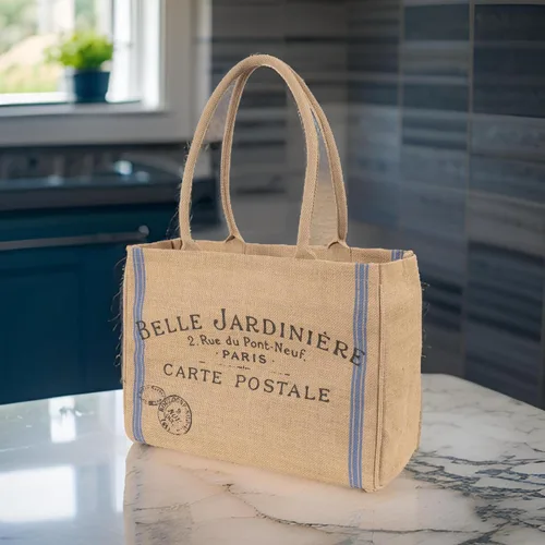 Vista 4 de Bolsa de mano de yute KAF Home para el mercado con asas, Talla única