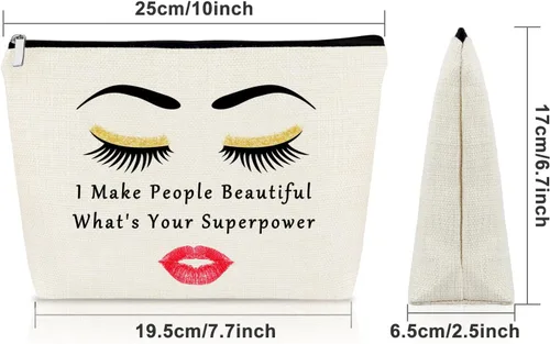 Vista 2 de Sazuwu Regalos esteticistas para mujeres bolsa de maquillaje, Hago a la gente hermosa ¿Cuál es tu superpoder?