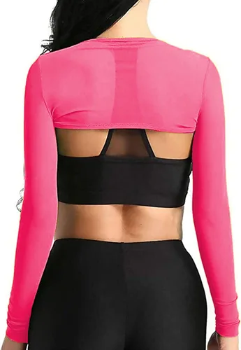 Vista 3 de Camisetas Rave para mujer de malla transparente manga larga con hebilla
