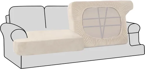 Vista 58 de H.VERSAILTEX Fundas de terciopelo elástico para silla con cojín en forma de T para sala de estar, funda de sofá, funda de asiento con cojín