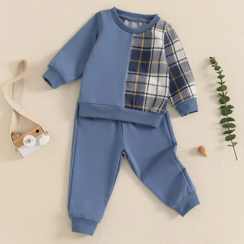 Vista 15 de Conjunto de sudadera de manga larga con cuello redondo y pantalones deportivos para bebés, ropa de invierno para bebé