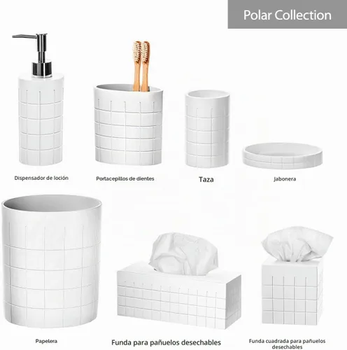 Vista 7 de Creative Scents Juego de accesorios de baño Polar White de 6 piezas