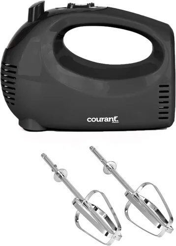Vista 4 de Courant CHM-1550 Batidora de mano eléctrica con control de 5 velocidades 150 W con botón pulsador de expulsión de batidor cromado, negro