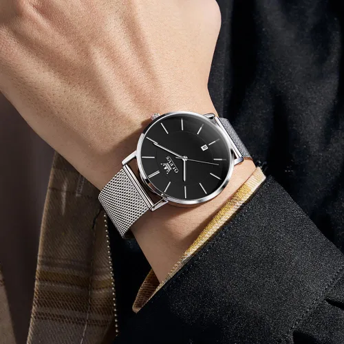 Vista 2 de OLEVS Mens Watches Minimalist Ultra Thin Fashion Casual Analog Quartz Date Watch Waterproof Slim Simple Big Face Dress Wrist Watch Leather Band for
