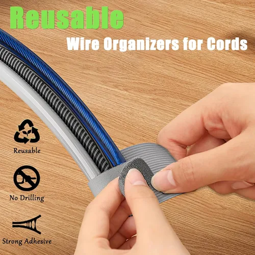 Vista 2 de 80 piezas de correas de velcro para cables, gestión de cables debajo del escritorio, bridas de cable autoadhesivas, organizadores de cables Blanco