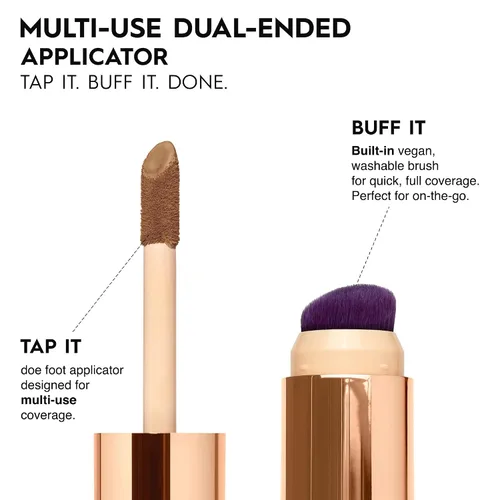 Vista 3 de Urban Decay Quickie Corrector impermeable de cobertura completa 24 horas, acabado mate natural, vitamina E hidratante, cepillo de pulido de doble