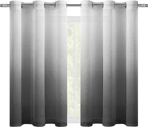Vista 9 de DWCN Cortinas Transparentes Ombré - Cortinas de Lino Sintético con Gradiente Semi Voile con Ojales en la Parte Superior para Dormitorio y Sala