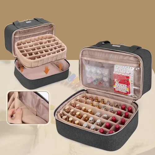 Vista 4 de BAFASO Organizador de esmalte de uñas con capacidad para 40 botellas (0.5 onzas líquidas) y una lámpara de uñas, Negro