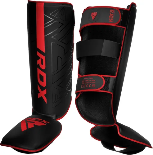 Vista 10 de RDX Espinilleras para kickboxing, Muay Thai y almohadillas de entrenamiento, protección de espuma de empeine Kara de cuero Maya Hide, protector