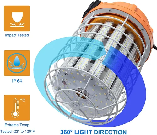 Vista 2 de Luz de trabajo temporal LED de 100 W Luces impermeables Luces de construcción Iluminación del sitio de trabajo Iluminación temporal