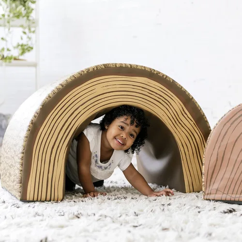 Vista 7 de ECR4Kids SoftZone - Túnel y escalador de árboles, juego para niños pequeños, chocolate, 2 piezas