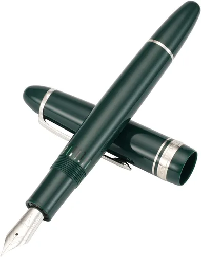 Vista 12 de erofa Majohn P136 Pluma Estilográfica de Pistón Punta Mediana con Caja, Juego de Pluma de Escritura de Resina Negra