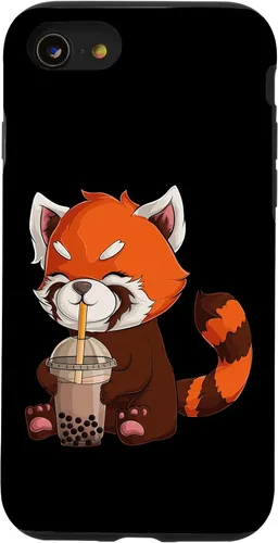 Vista 18 de Kawaii Red Panda Drinking Boba Bubble Tea Japanese Anime Case for iPhone 17