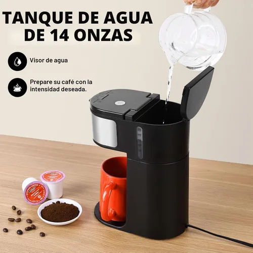 Vista 6 de Ranbomer Cafetera K Cup, cafetera de una sola porción o máquina de café molido 2 en 1, tamaños de preparación de 6 a 14 onzas, mini cafetera de una