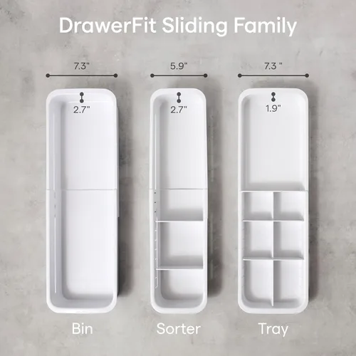 Vista 8 de YouCopia DrawerFit - Cajonera deslizante, organizador de almacenamiento de cocina expandible y ajustable, color blanco moteado