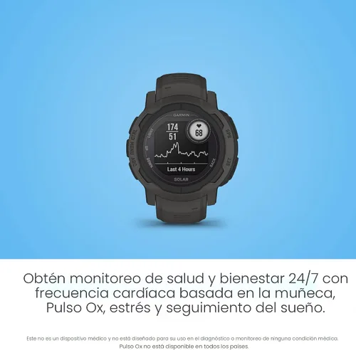 Vista 4 de Garmin Instinct 2 Solar, reloj resistente para exteriores de menor tamaño con GPS y con capacidad de carga solar, construido para todos los Grafito