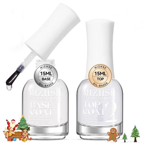Vista 8 de MIZHSE Esmalte de uñas base y capa superior de secado rápido, 15 ml 0.5 fl oz Esmalte de uñas básico no gel de secado al aire rápido, protector
