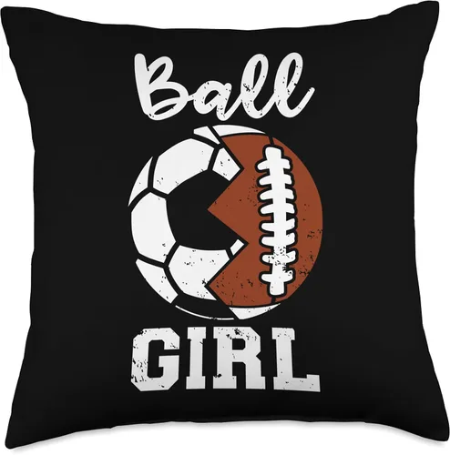 Vista 4 de Ball Girl Funny Soccer Football Girl Throw Pillow