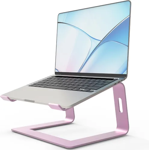 Vista 13 de Orionstar - Soporte portátil para laptop de aluminio, elevador de laptop compatible con Mac MacBook Air Pro de 10 a 15.6 pulgadas, soporte A-Negro