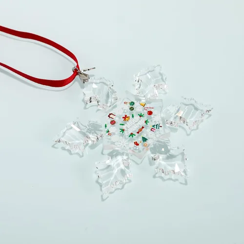 Vista 4 de Adornos de copo de nieve de cristal - Decoración colgante para árbol de Navidad 2024