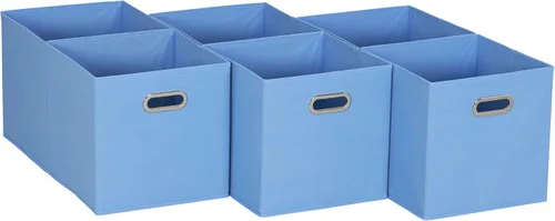 Vista 23 de Household Essentials Cubos de Almacenamiento de Tela Plegables Paquete de 6 – 11x11x11 Contenedores No Tejidos Apilables con Lados de Cartón