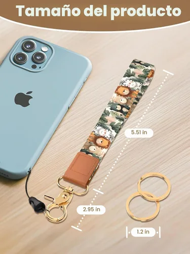 Vista 2 de Llavero de pulsera para mujeres y hombres, soporte para llavero, cordón de muñeca para llaves Animal