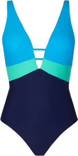 Vista 5 de CUPSHE Traje de baño de una pieza para mujer, cuello en V, correas ajustables, bloque de color, anillo O