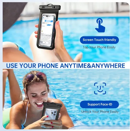Vista 3 de Syncwire Funda impermeable para teléfono [paquete de 2] – Funda universal IPX8 impermeable para teléfono con cordón compatible con iPhone 13/12/11
