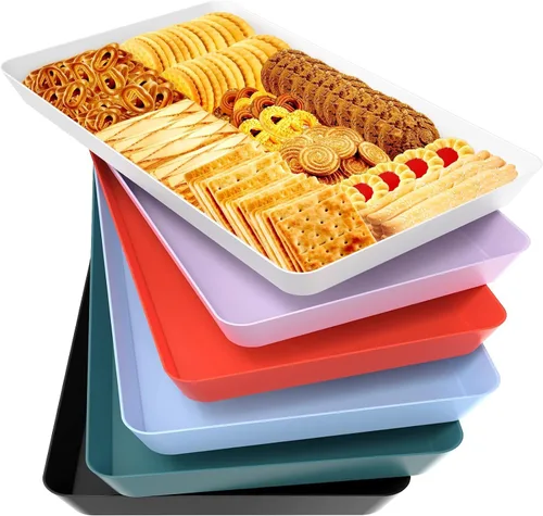 Vista 23 de WOWBOX 4 bandejas de servir para entretenimiento, platos para servir aperitivos, frutas, galletas, postres, bandejas de plástico reutilizables