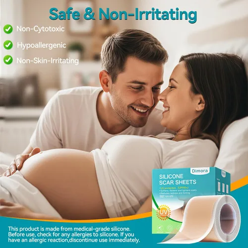 Vista 7 de Dimora UPF50+ - Hojas de silicona para cicatrices con protección UV, rollo de 1.6 x 78.7 pulgadas Protección UV, reutilizable, suaviza, aplana