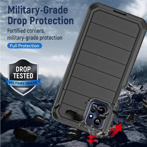 Vista 3 de Funda para Moto G Power 2023 5G (sin protector de pantalla) con funda duradera de 3 capas a prueba de caídas, a prueba de golpes, funda de goma