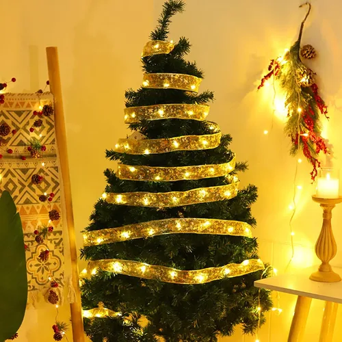 Vista 8 de Luces de Cinta de Hadas de Navidad para Decoraciones de Árbol, 2.5 pulgadas x 16.4 pies, 50 LEDs, Cadena de Luces Cálidas para Interiores, Operadas