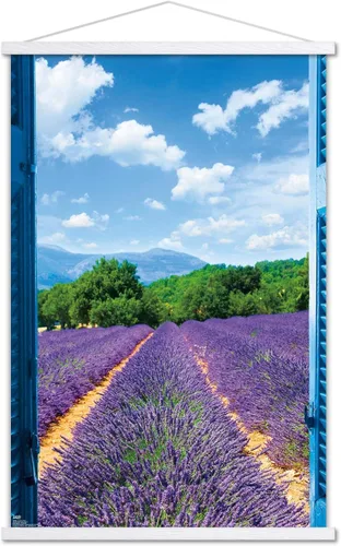 Vista 23 de Trends International Póster de pared de campo de lavanda, 14.725 x 22.375 pulgadas, versión enmarcada de madera de granero Versión enmarcada Barnwood