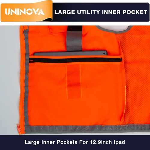 Vista 8 de Surveyor Safety Vest Reflective for Men,Class 2 Heavy Duty Safety Vests Reflective with Pockets and Zipper