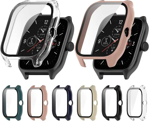 Vista 4 de Funda compatible con Amazfit GTS 4, resistente a los arañazos, protector de pantalla de vidrio templado HD para reloj inteligente Amazfit GTS 4