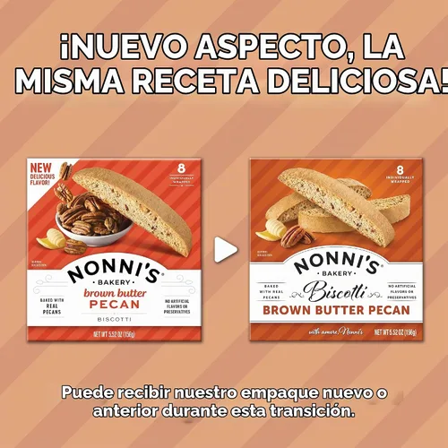 Vista 9 de Nonni's - Galletas de biscotti de mantequilla marrón y nueces, envueltas individualmente, 8
