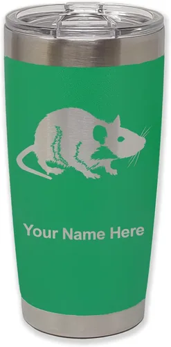 Vista 36 de LaserGram Vaso aislado al vacío de 20 onzas, rata, grabado personalizado incluido (negro)