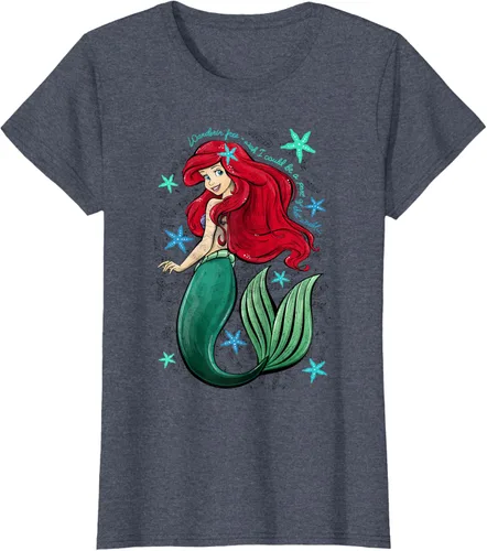 Vista 20 de Disney The Little Mermaid - Camiseta con notas musicales de Ariel, talla S Blanco
