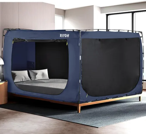 Vista 10 de RIYDH Tienda de campaña para cama tamaño individual XL para adultos y niños, diseño original, tienda de campaña portátil de ensueño para interiores