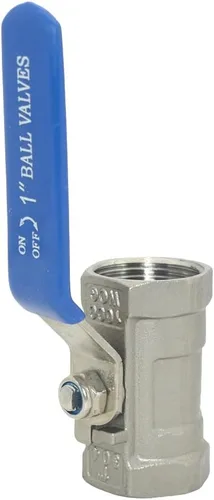 Vista 2 de VARMHUS Válvula de bola 304 de acero inoxidable de 1 pulgada, 1 pieza tipo NPT hembra roscada con mango de aislamiento de vinilo azul resistente