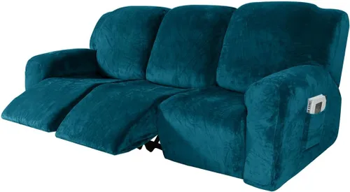 Vista 38 de vctops Fundas reclinables de felpa de terciopelo de lujo, 4 piezas, fundas elásticas y suaves para sofá, protector antideslizante de muebles