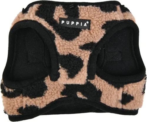 Vista 3 de Puppia Serval - Arnés tipo chaleco para perro, diseño cálido de leopardo de invierno para perros pequeños y medianos, beige, talla S
